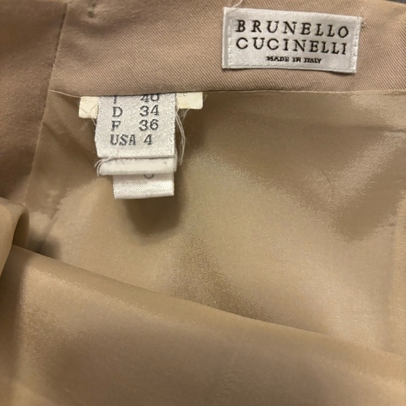 Brunello Cucinelli Tan Pencil Skirt Office Careerwear Below Knee Length Size 4 - Picture 11 of 11